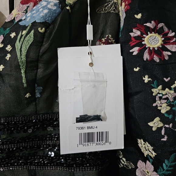 MAC DUGGAL Size 4 EMBROIDERED BISHOP SLEEVE V NECK FLOWY GOWN Dress Womens 4 - Picture 5 of 8